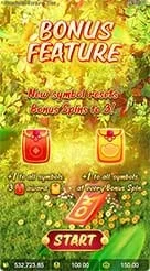 Prosperity Fortune Tree · Gunakan panel bawah untuk memeriksa saldo, mengatur taruhan 100.00, dan menekan tombol putar.